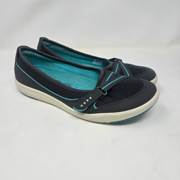 ECCO Womens Mary Jane Natural Motion Grey Teal Mesh Slip On Flat Size 38 7-7.5 - Picture 2 of 7